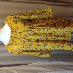 Harvest gold print boho blouse
